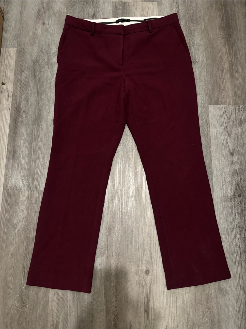Ann Taylor Sophia Straight-Leg Pants in color plum burgundy